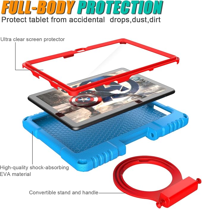 Kids case for 10 inch Tablet Lightweight Shockproof Case with Screen Protector Handle StandBlack