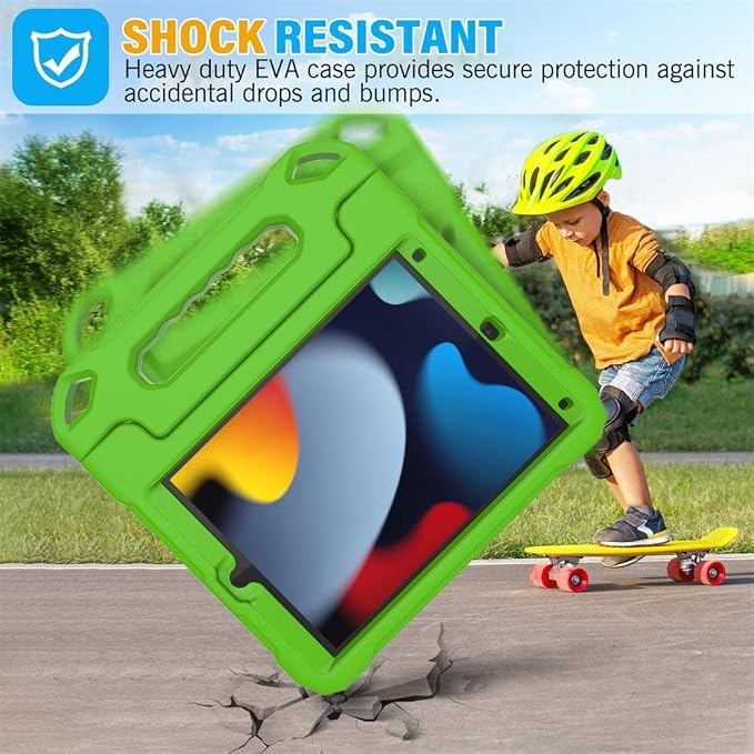 SUPLIK Kids Case for iPad 9th/8th/7th Generation -10.2 inch 2021/2020/2019 Built with Screen Protector Durable Shockproof Handle Stand Case for Apple iPad Gen 9/8/7 Black