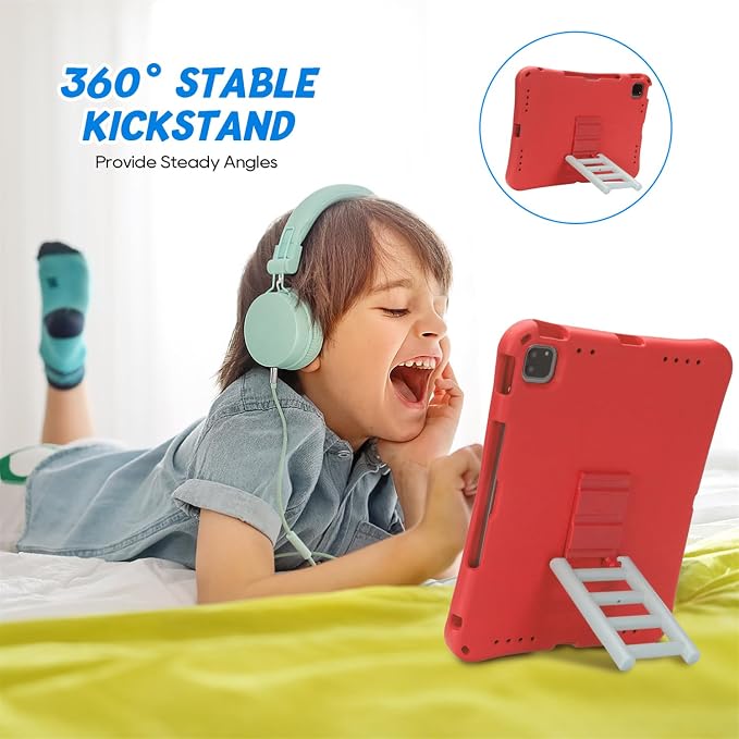 Kids Case for iPad Air 13 (2026/2025/2024) M4/M3/M2 &amp iPad Pro 13 2024 &amp iPad Pro 12.9 Cover 6th/5th/4th/3rd Gen (2022/2021/2020/2018) DIY Figures EVA Rubber Handle Stand Shockproof Bumper