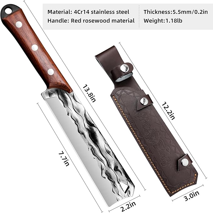 Machete with Sheath for Cutting Trees Heavy Duty, for Yard Work and for Bushcrafting Knife Sickle for Clearing Brush Garden Tools Construction Blade (Silver Black)
