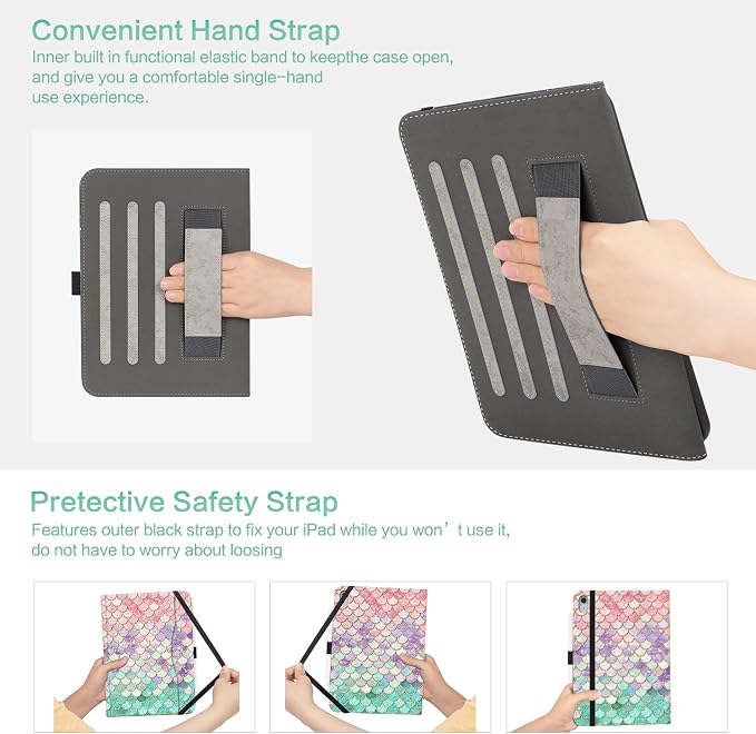 Lokigo Case for iPad (A16) 11th/10th Generation Aurora Forest | for iPad 11th-11 Inch/10th-10.9 Inch Stand Cover Pencil Holder/Hand Strap/Pocket Support Touch ID Auto Wake/Sleep