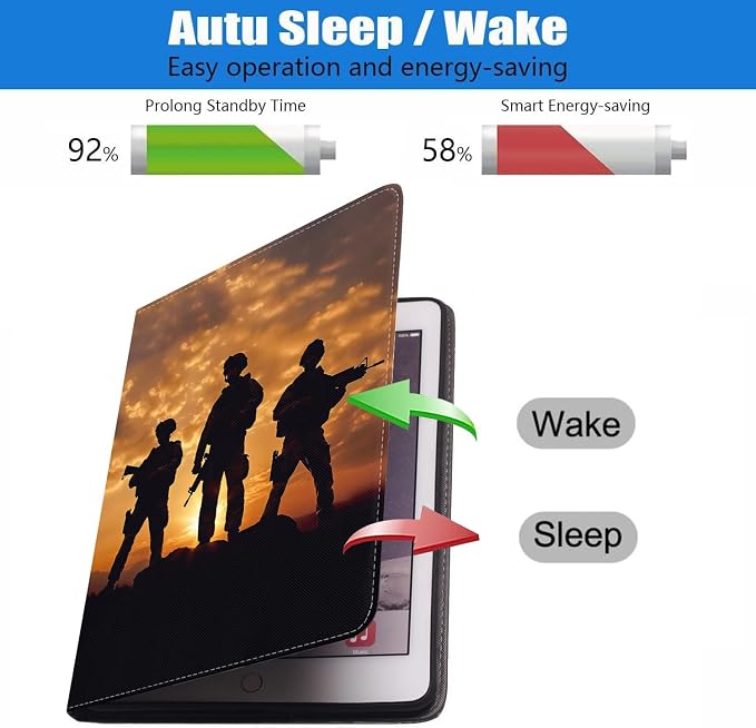 Case for iPad 6th/5th Generation (2018 2017 Model 9.7 Inch) iPad Air 2/Air 1 (9.7 Inch) Slim PU Leather Stand Folio Cover with Auto Wake Sleep African Woman Wolf