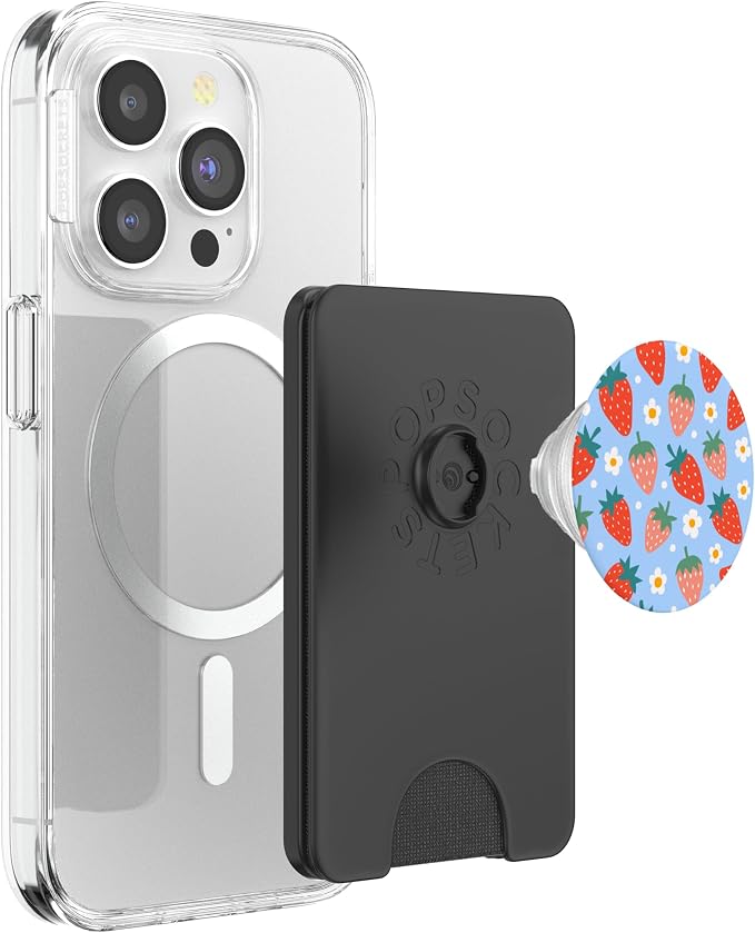 PopSockets Phone Grip – Floral Blue Strawberry Patch PopSockets Adhesive PopGrip