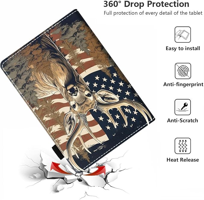 Case for Amazon Kindle Fire HD 10 Tablet 10.1 (9th/7th Generation 2019/2017 Release) - PU Leather Folio Case with Smart Auto Wake/Sleep African American Girl