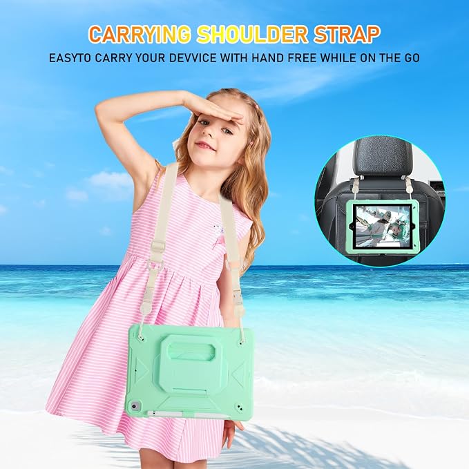 for iPad 9th/8th/7th Generation Case iPad 10.2 Case 2021/2020/2019 Rugged Heavy Duty Shockproof Protective Kids Case with Screen Protector/360° Rotating Folding Stand/Pencil Holder/Shoulder Strap