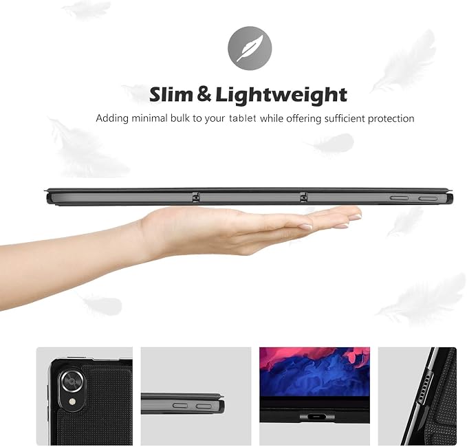 ProCase Slim Shockproof Stand Case for Lenovo Tab P11 / P11 Plus Black | Shockproof Folio Hard Shell Cover Multi-Angle Stand Offers Secure Protection Hands-Free Viewing
