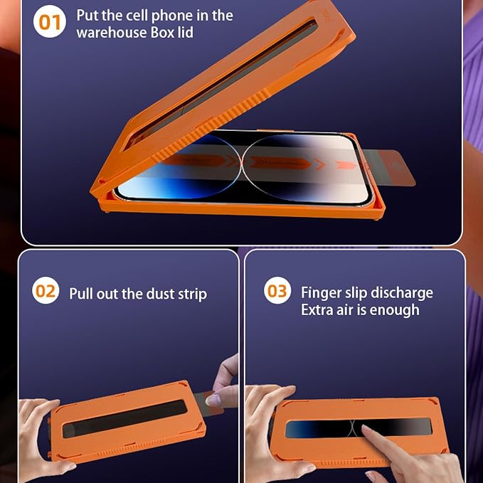 16 Pro Screen ProtectorAuto-Dust Removal Compartment With IPhone 16 Pro Screen Protector with Dust Free Chamber [Zero Bubble] 9H+Tempered Glass Films Shockproof (16 Pro)