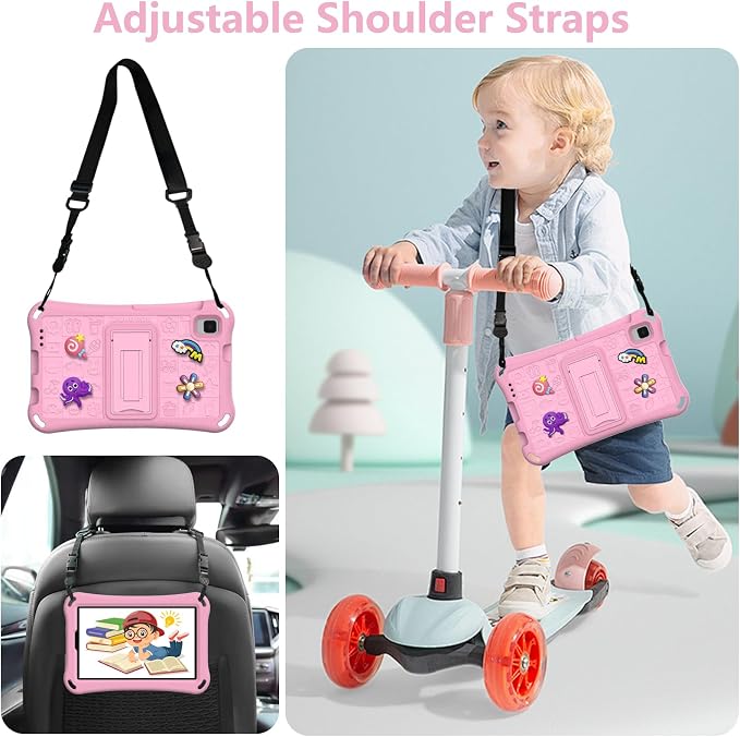 Case for iPad 10.2 Inch 2021/2020/2019/ iPad Pro 10.5 Inch/Air 3rd Gen (2019) Shoulder Strap Kickstand Children Friendly Anti-Scratch Shockproof Case Lightpurple