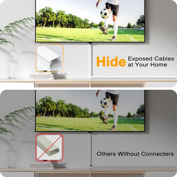 Delamu 157in Cord Hider Wall, TV Cable Hider Cord Covers for Wires on Wall, Large Cable Management Raceway, Paintable Wire Hiders Wire Covers for Cords for TV on Walls, 10 X L15.7 W1.18 H0.6in, White