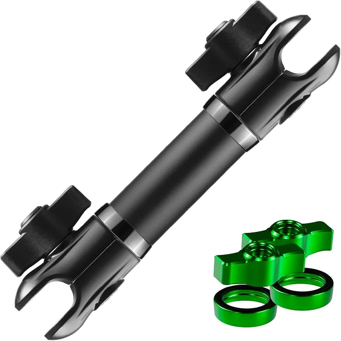 Tackform 10 Long 20mm Ball and Socket Arm DuraLock 20 Series Aluminum Tube Arm | Dual 20mm Sockets and Optional Anti-Theft Knobs | Black