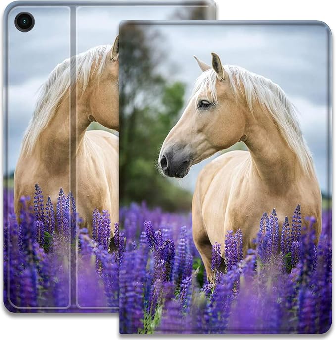 Case for Samsung Galaxy Tab A11 + Plus/A9 + Plus 11 Inch 2025/2023 Ultra-Thin Multi-Angle Protective Cover with Auto Sleep/Wake Black Cat and the Blue Flower