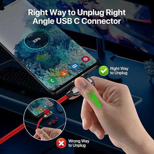 SOOPII 100W Right Angle USB C to USB C Cable2-Pack 1FT Zinc Alloy Case Nylon Braided Type-C Cable with LED Display for lPad Mini/Air/ProMacBook ProSamsung S23/S22/S10PixelLG(0.3mBlack)