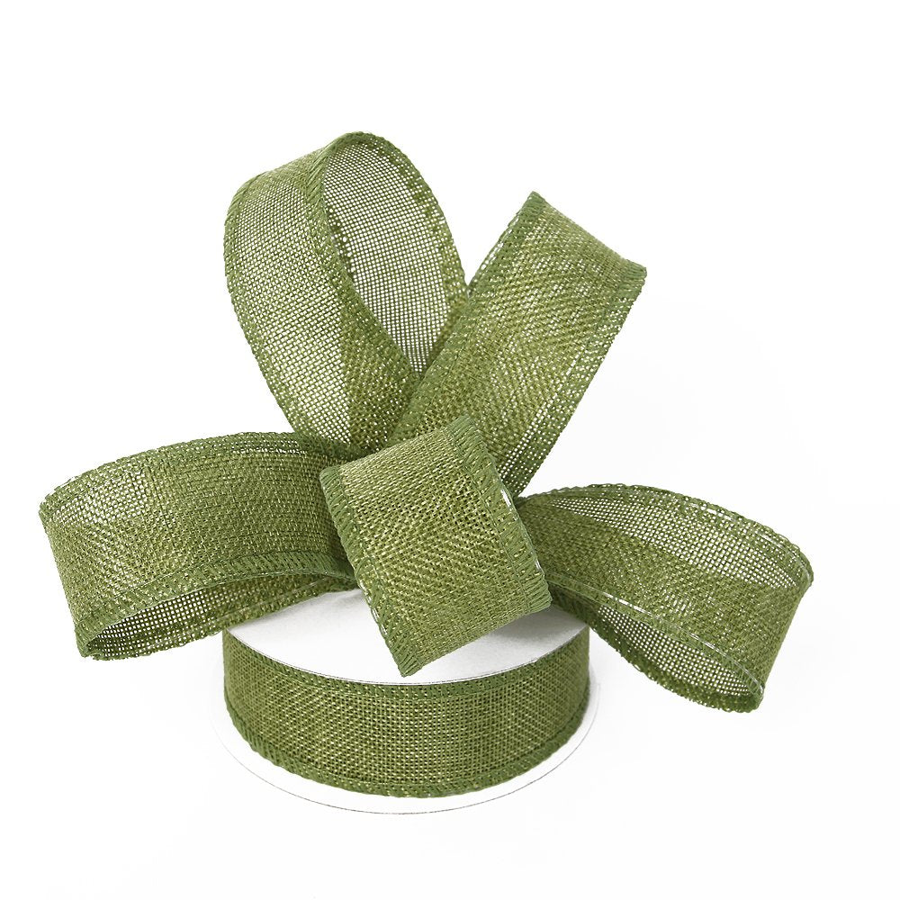 Burlap Ribbon Perfect for Wedding Home Decoration Gift Wrap Bows Made Handmade Art Crafts 1-1/2 Inch X 10 Yard Spool (Green)