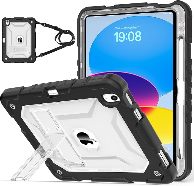 TIMISM Case for iPad 10th Generation 2022 iPad (A16) 11 Inch 2025 with Pencil Holder &amp Kickstand Translucent Hard PC Back Cover Heavy Duty Shockproof Protective Case for iPad 11/10 Clear Blue