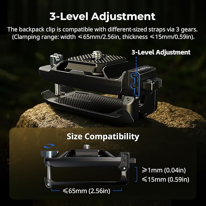 SMALLRIG Universal Three-in-One Camera Clip Kit, Quick Release System, Backpack Clamp for Mirrorless/DSLR, for Action Cameras, for DJI Pocket 3, Backpack Strap Clip Kit for Arca-Swiss - 5655