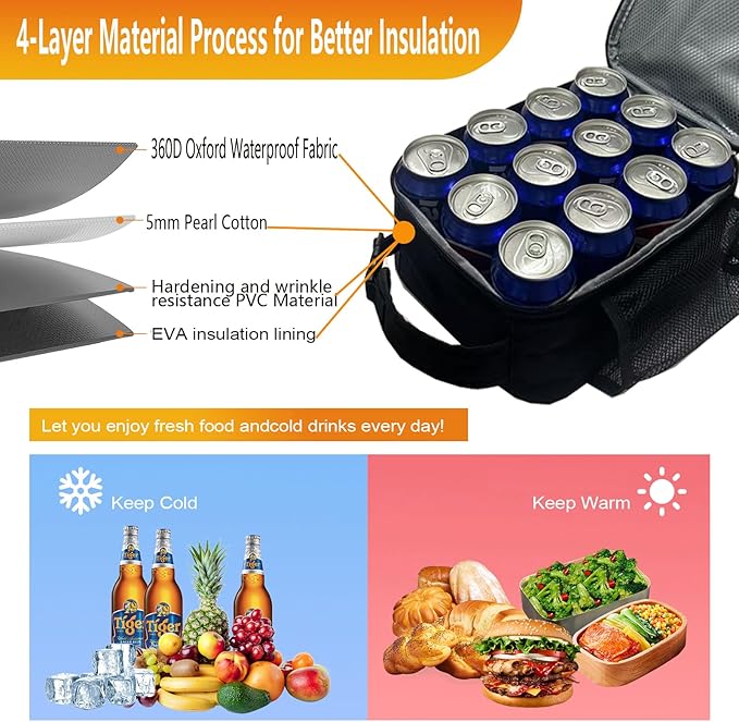 Lunch Box Insulated Lunch bag for Men Teen Kids Boys Adult Portable Stylish Small Lunchbox Special Design for Working Office school Picnic (Navy Blue)