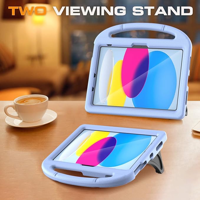 Kids Case for iPad (A16) 11th Generation 11 Inch 2025/iPad 10th Generation 10.9 Inch 2022 with Screen Protector and Pencil Holder Shockproof Handle Stand Cover for iPad 11/10 Gen Blue