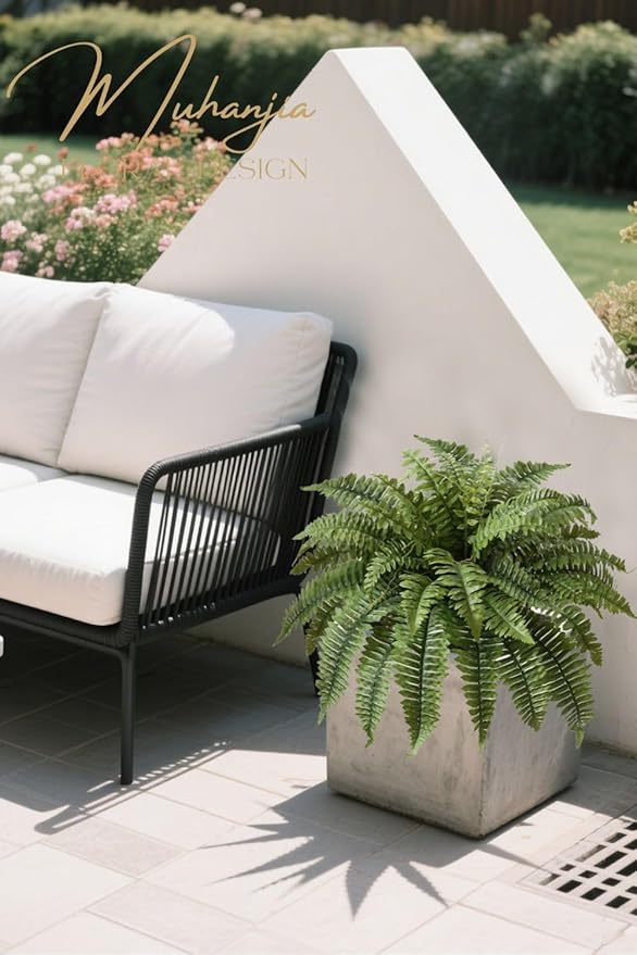 35" Silky Artificial Boston Fern Bush,Set of 2, Fake Fern Large Hanging Plant That Look Real for Outdoors Home Decor,40Branches. (35" 2Pcs40Fronds)