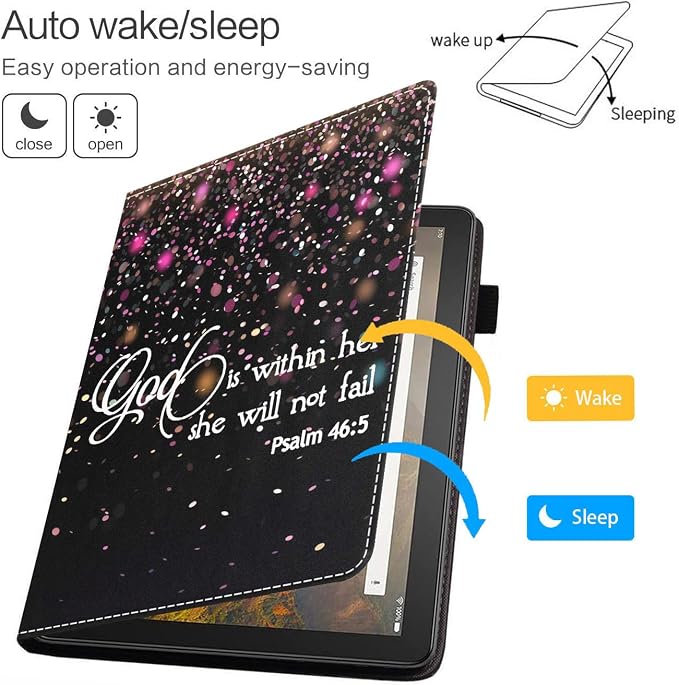 Case for All-New Amazon Fire HD 10 &amp 10 Plus Tablet 10.1 (13th/11th Generation 2023/2021 Release) - Slim PU Leather Folio Smart Cover with Auto Wake/Sleep Bible Verse Psalm 46:5