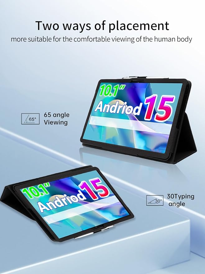Case for CUPEISI CP31M Tablet 10 inch Android 15 TabletsUYRUREL Leather Slim Folding Stand Cover with Hand Strap Magnet for Men Women Full ProtectionBlack.