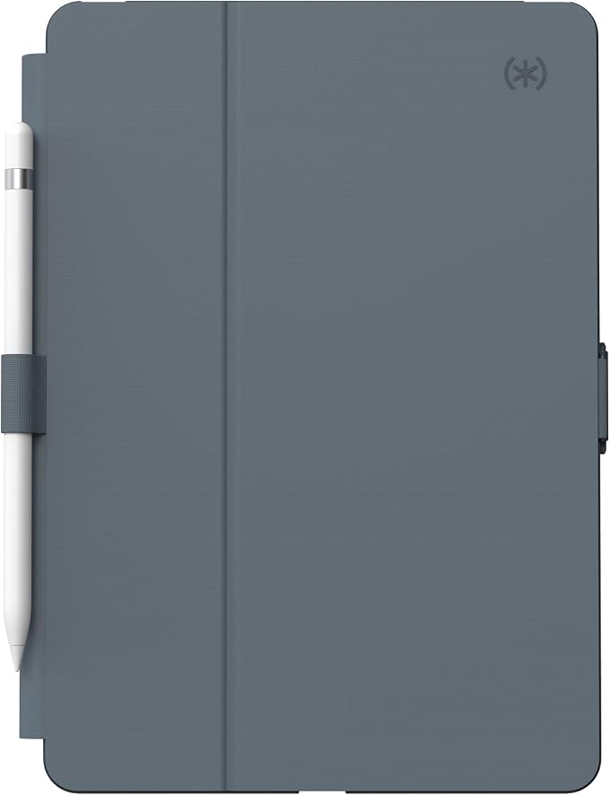 Speck Balance Folio Case for iPad 10.2 Inch (2019-2021) - Drop &amp Camera Protection Slim Multi Range Stand Apple Pencil Holder - Arcadia Navy/Moody Grey