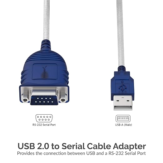 SABRENT USB 2.0 to Serial DB9 RS232 Converter Cable 10ft (CB-9PTF) | Prolific chipset hexnuts 9-pin Windows 10-XP macOS 10.6+ 10 feet