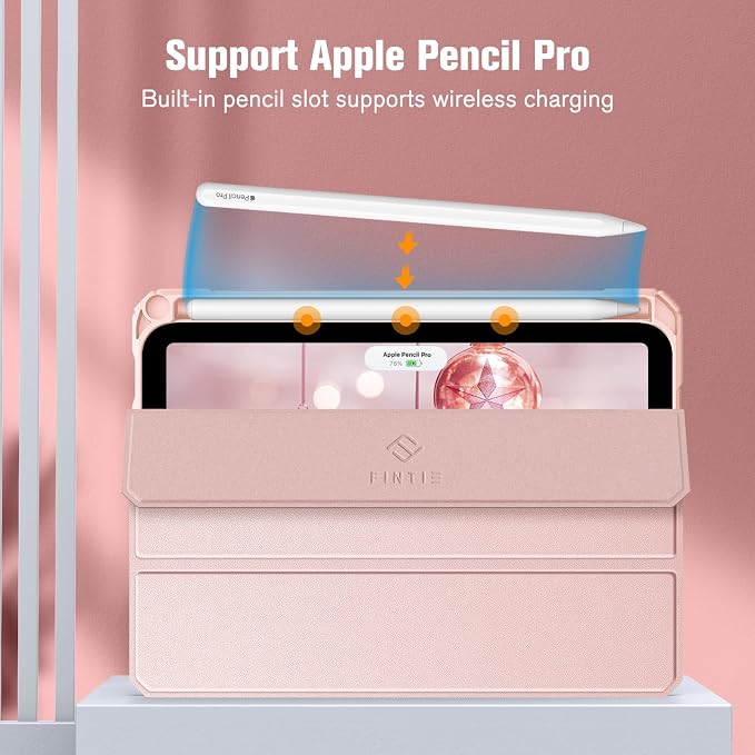 Fintie Clear Case for iPad mini 7th Generation (A17 Pro) / mini 6 8.3 | Slim Hybrid Shockproof Hard PC Back Cover Pencil Holder Viewing &amp Typing Angles Auto Sleep/Wake Black