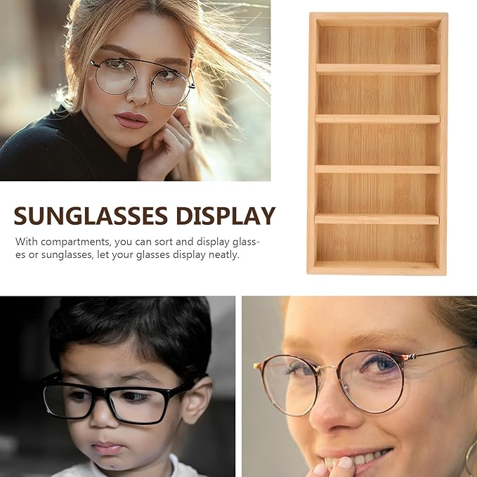 Ciieeo 2-pcs Eyeglasses Organizer Tray with 5 Compartments Sunglasses Storage Display Case Eyewear Holder for Home and Office