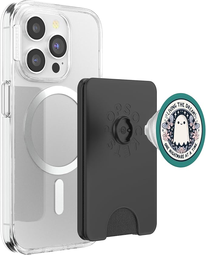 Spooky Ghost Dark Humor Living the Dream Bookish Reading PopSockets PopWallet for MagSafe