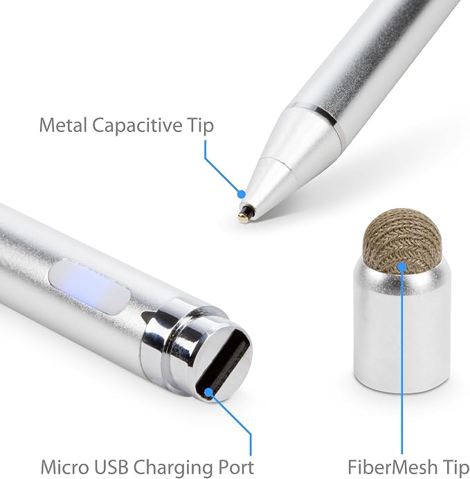BoxWave Stylus Pen Compatible with MSI Summit E13 FLIP 2-in-1 (13.4 in) - AccuPoint Active Stylus Electronic Stylus with Ultra Fine Tip - Metallic Silver