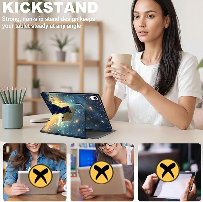 for iPad 11th Generation (A16 2025) 11 / iPad 10th Gen 10.9 2022 Case 360° Rotating PU Leather Stand Cover with Auto Sleep/Wake Shockproof TPU Backl Two Dragons Fighting