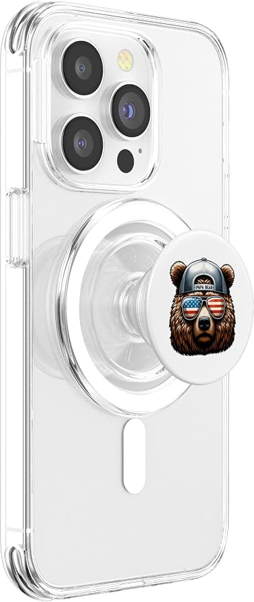 Papa Bear Face Sunglases 4th Of July Grizzly Daddy Bear PopSockets Standard PopGrip