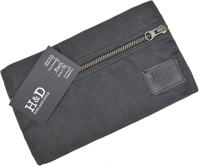 Hide &amp Drink All Purpose Utility &amp Charger Case for MacBook iPad &amp Laptop Handmade from Waxed Canvas (Charcoal Black)