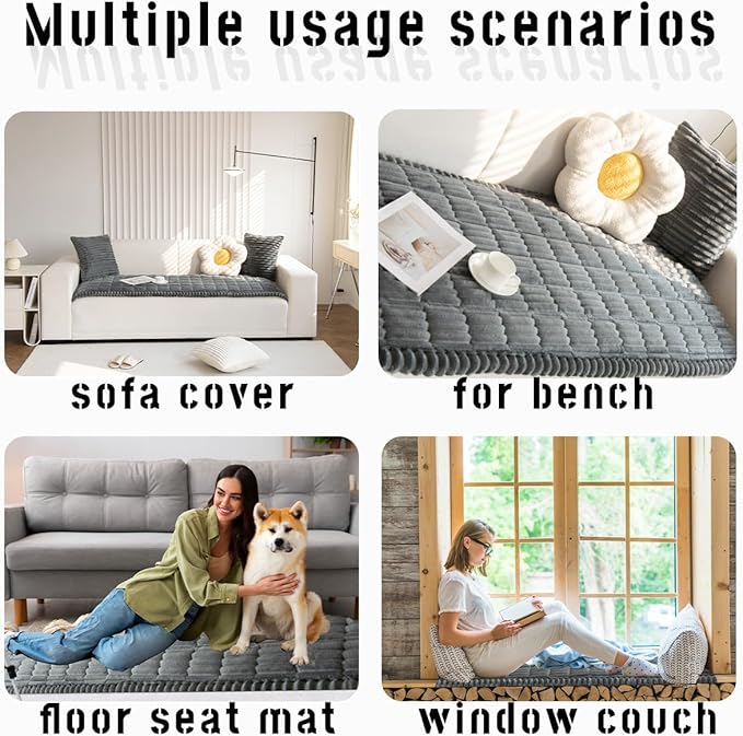 Sofa Cover Fuzzy Couch Cover for Pet, Couch Covers for Dogs Washable Non-Slip Sofa Slipcover Cushion Protector Pets Friendly Mat Bed