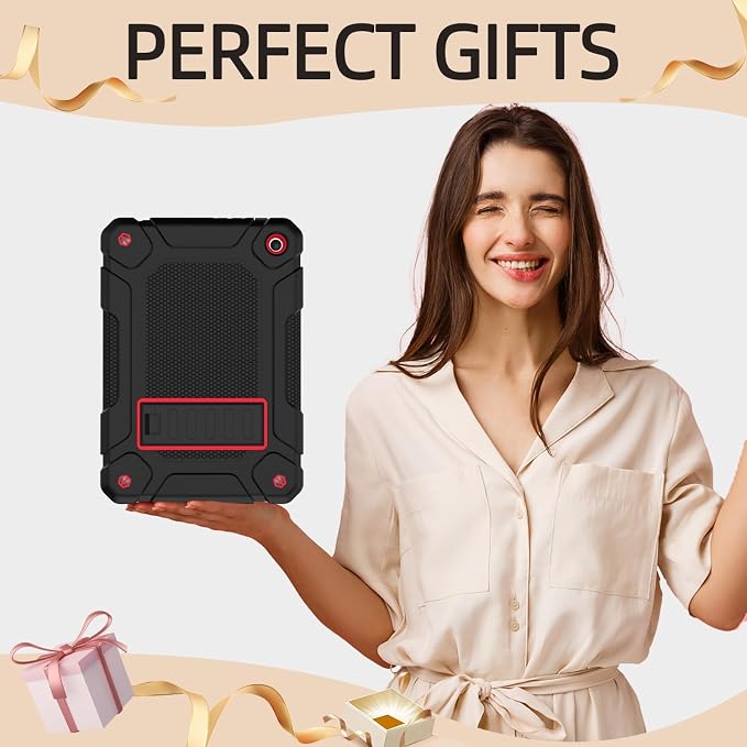 MENZO All-New Case for 8 Tablet Slim Shockproof Rugged High Impact Protective Case with Kickstand Black