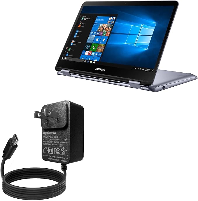 BoxWave Charger Compatible with Samsung Notebook 7 Spin 13.3 (NP730QAA) - Wall Charger Direct (15W) Rapid Charge Your Device with Built-in 3ft Cable