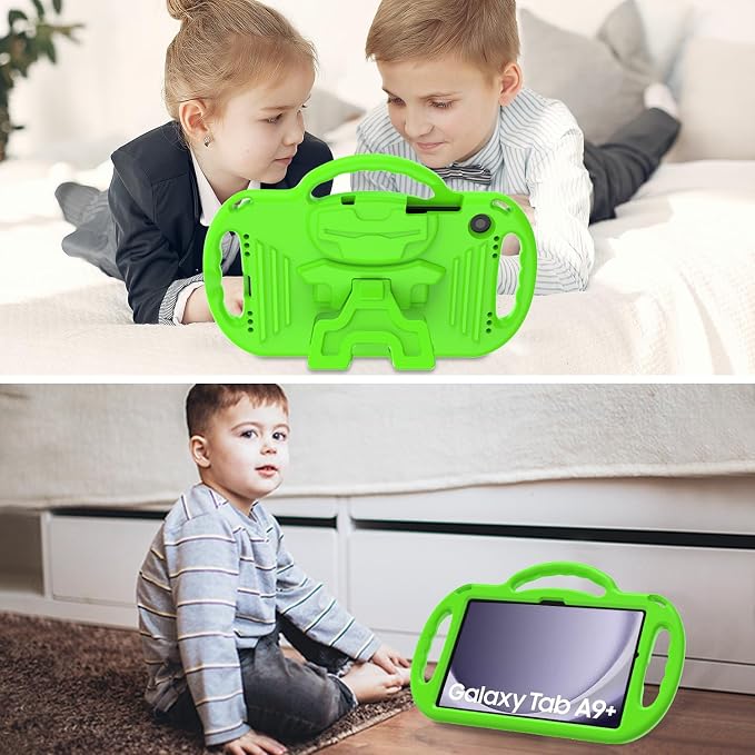 Kids Case for Samsung Galaxy Tab A11+ Plus/A9+ Plus 11 Inch Case with Strap Shockproof Lightweight Handle Stand 2025/2023 Model with Lanyard Black