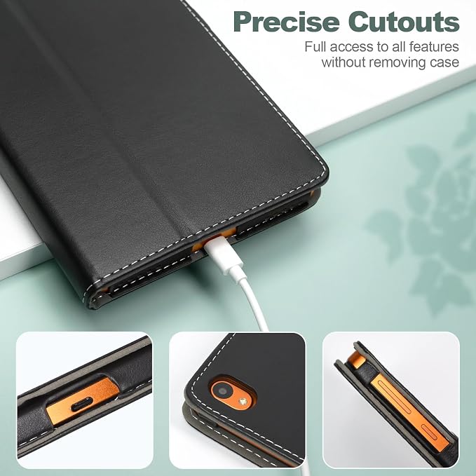 Case for Onn. 7 Inch Tablet Gen 4 Model:100135924 2024 Release - Folio PU Leather Stand Cover with Pencil Holder Black