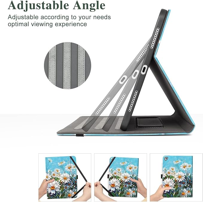 Vimorco for iPad 9th/8th/7th Generation Case 10.2-inch Pencil Holder/Pocket | for iPad Air 3rd Generation Case 10.5-inch for iPad Pro 10.5 Inch Cases Hand Strap Adjustable Angle Beach Path Scenery
