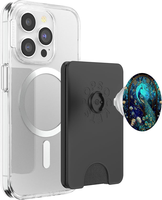 Galaxy Peacock Mysterious Floral Peacock Moon PopSockets Adhesive PopGrip