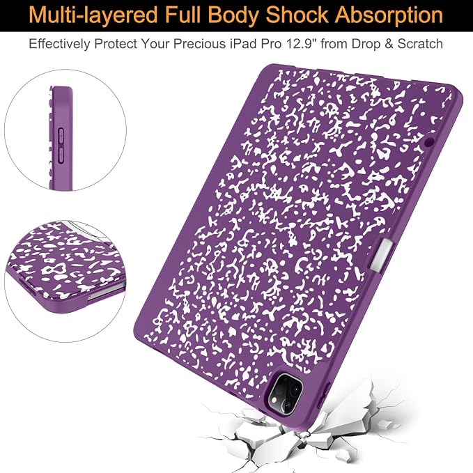 Soke Case for iPad Air 13 Inch (M4/M3/M22026-2024) iPad Pro 12.9 6th/5th Generation with Pencil Holder(2021 2022 Release)-[Apple Pencil Charging + Auto Wake/Sleep] Soft Back Cover Book Black