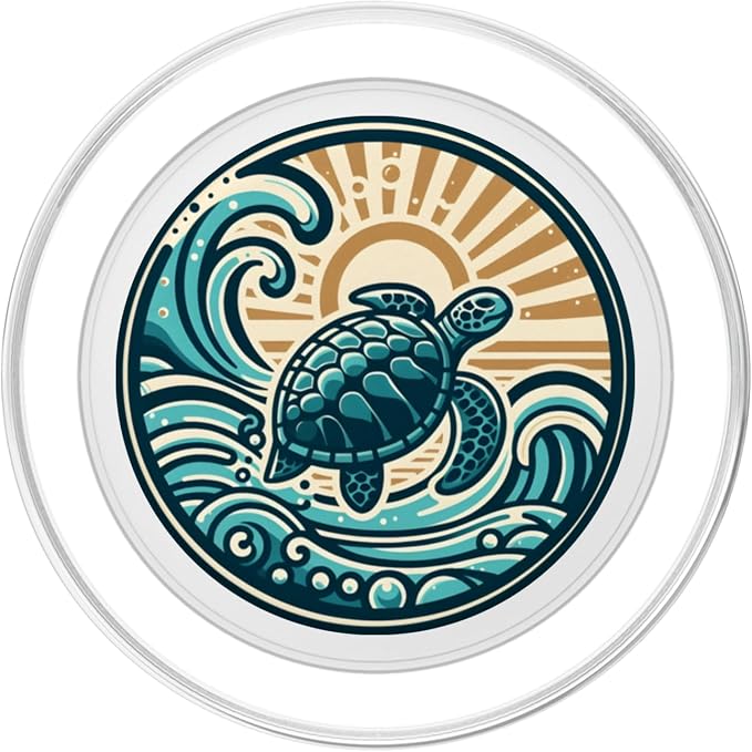 Ocean Beach Vacation Sea Turtle Tortuga Hawaii Island Swim PopSockets Adhesive PopGrip