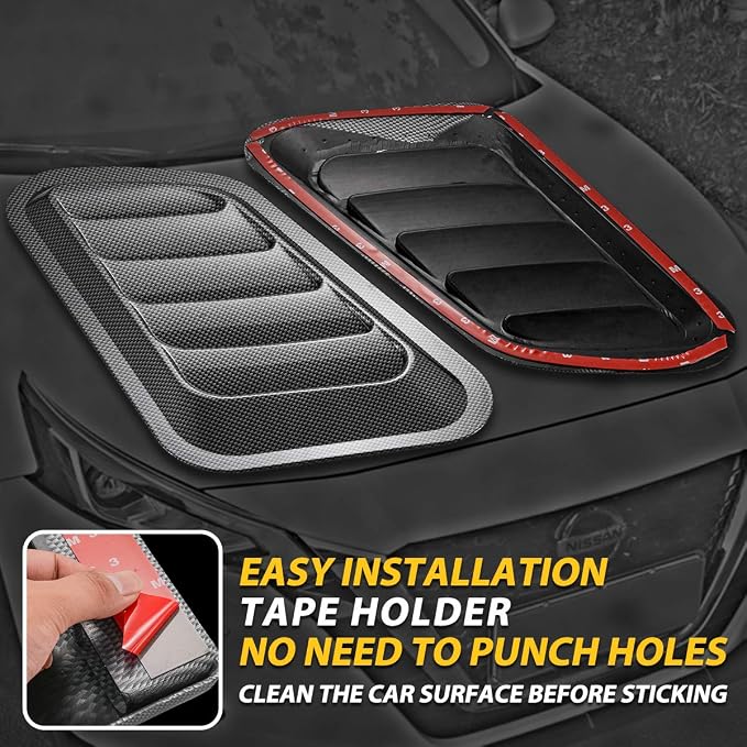 KaTur 1 Pair Universal Car ABS Decorative Air Flow Intake Scoop Turbo Bonnet