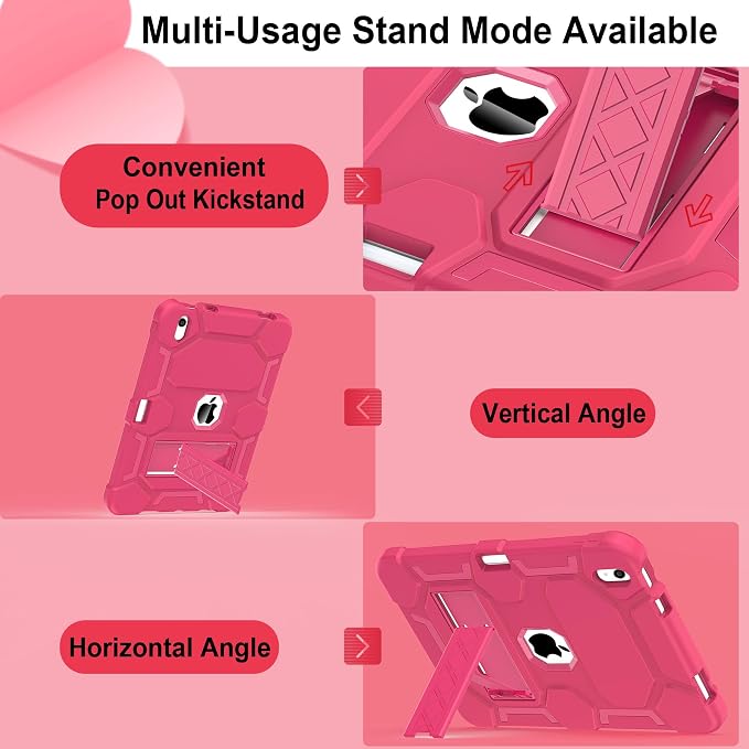 Case for iPad 11 11th Gen (A16) 2025 &amp 10th Gen 2022 10.9 Purple+Green | Kickstand | With Pencil Holder | Drop-Proof Silicone+Hard Shell | Raised Edge Protects Screen&ampCamera | Heavy Duty Pr