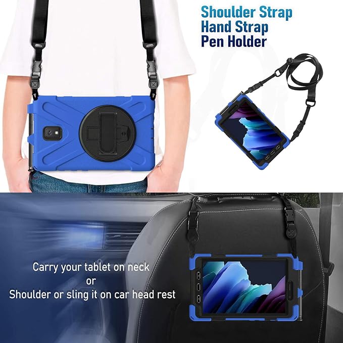 Samsung Galaxy Tab Active3/Active5 8.0 Case with 360 Stand Handle Hand Strap &amp Shoulder Strap for Samsung Galaxy Tab Active5 8 2024 Active3 8 2020 SM-X300/X307/T570/T577 (Black)