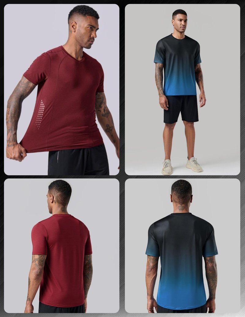 5 Pack Men’s Active Quick Dry Crew Neck T Shirts | Athletic Running Gym Workout Short Sleeve Tee Tops Bulk (Set 16, Small)