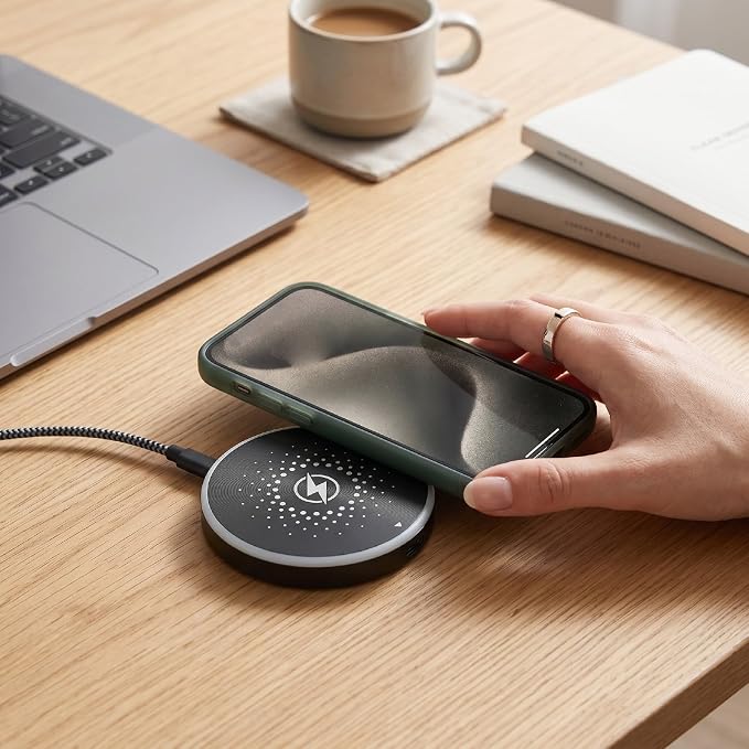 Magnetic Wireless Charging Pad 15W Fast Charging with Overcurrent Overheat Protection and Built in Magnet for iOS 16 17 Phone Wireless Device (Black)