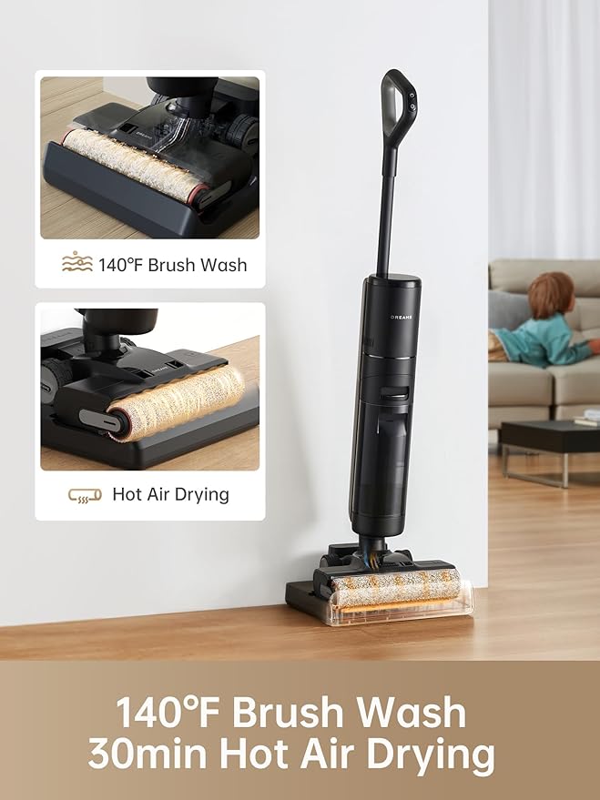 DREAME H13 Pro Wet Dry Vacuum Cleaner, Smart Floor Cleaner Vacuum Mop for Hard Floors, 140°F Brush Wash, Hot Air & Dual Rotation Self-Cleaning, GlideWheel Power System, Great for Sticky Messes