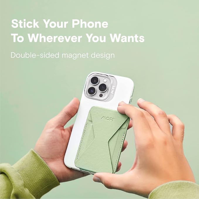 MOFT MagSafe Wallet Stand for iPhone 15/14/13/12 Series MagSafe Compatible Phone Stand with 3 Viewing Angles(Bamboo)