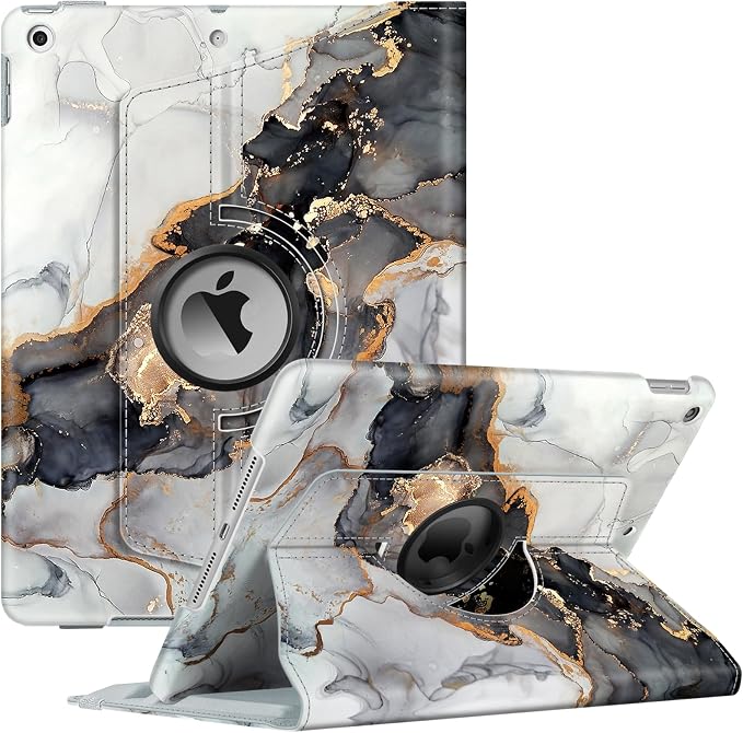 Fintie 360° Rotating Case for iPad 9th / 8th / 7th Generation 10.2 Inch | Swivel Stand Portrait &amp Landscape Viewing Shockproof Cover with Pencil Holder Auto Wake/Sleep Aqua Wave